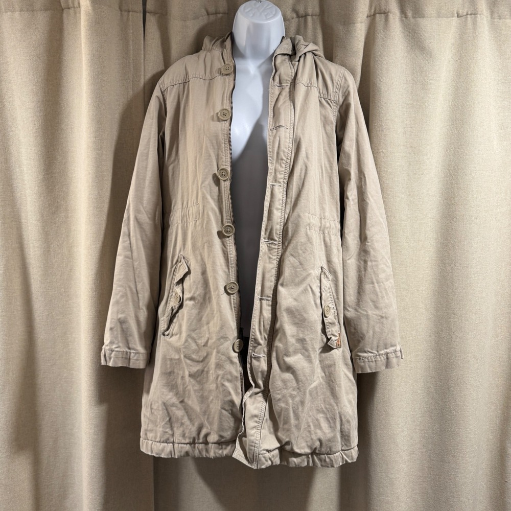 American Eagle Outfitters Khaki Hooded Utility Parka Jacket Size S